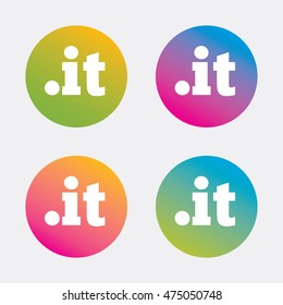 Domain IT sign icon. Top-level internet domain symbol. Gradient flat buttons with icon. Modern design. Vector