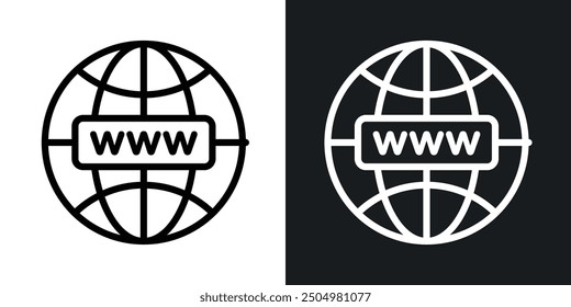 Domain vector icon set black and white filled and outlined style.