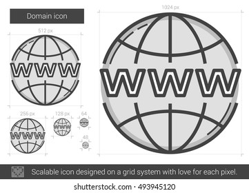 Domain vector line icon isolated on white background. Domain line icon for infographic, website or app. Scalable icon designed on a grid system.