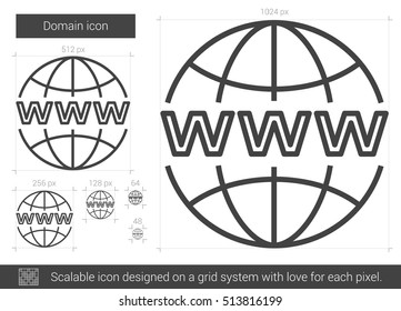 Domain vector line icon isolated on white background. Domain line icon for infographic, website or app. Scalable icon designed on a grid system.