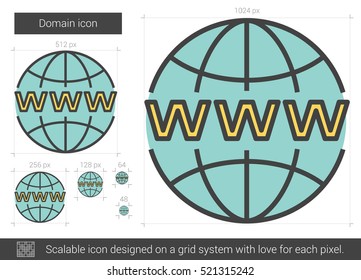 Domain vector line icon isolated on white background. Domain line icon for infographic, website or app. Scalable icon designed on a grid system.