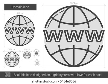 Domain vector line icon isolated on white background. Domain line icon for infographic, website or app. Scalable icon designed on a grid system.