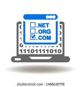 Domain web logo. Laptop computer website domains com org net icon vector.