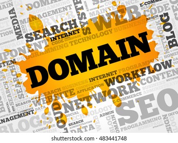 DOMAIN word cloud collage, business concept background