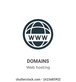 Domains glyph icon vector on white background. Flat vector domains icon symbol sign from modern web hosting collection for mobile concept and web apps design.