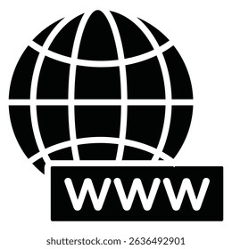 Domains icon Flat outline fill black and white
