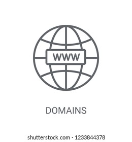 Domains icon. Trendy Domains logo concept on white background from web hosting collection. Suitable for use on web apps, mobile apps and print media.