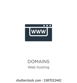 Domains icon vector. Trendy flat domains icon from web hosting collection isolated on white background. Vector illustration can be used for web and mobile graphic design, logo, eps10