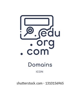 domains icon from web hosting outline collection. Thin line domains icon isolated on white background.