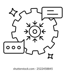 Domain-Specific Prompting Icon. Representing Industry-Specific AI Prompts. Specialized Input Handling. Custom AI Prompts. System Customization. Vector Editable icon.