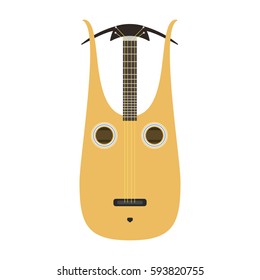 Dombra guitar icon stringed musical instrument classical orchestra art sound tool and acoustic symphony stringed fiddle wooden vector illustration.