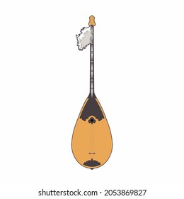 'Dombra' is a Kazakh national musical instrument. White background. Vector. 