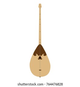 dombra is a musical instrument two string pear-shaped wooden isolated on white background popular in Kazakhstan