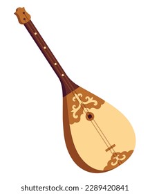 Dombra, traditional Kazakh string musical instrument. Isolated vector clip art illustration.