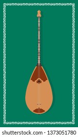 Dombyra. National musical instrument nomads. String plucked musical instrument. Vector graphics.