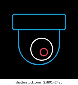 Dome camera vector on black background icon. CCTV, security ceiling video round camera, surveillance sign. Security sign. Graph symbol for your web site design, logo, app, UI