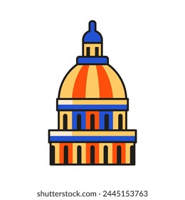 Dome cathedral icon inspired by United States Capitol building landmark.