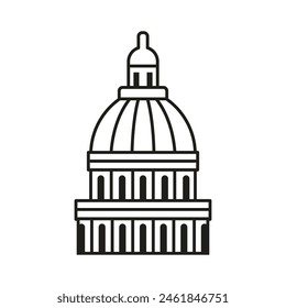 Dome cathedral icon inspired by United States Capitol building landmark.