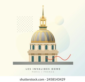 The Dome des Invalides - Paris, France - Stock Illustration as EPS 10 File