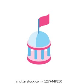 Dome flag isometric illustrate icon design