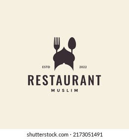 domo con diseño de logo de restaurante de horquilla y cuchara símbolo gráfico vectorial ilustración de icono idea creativa