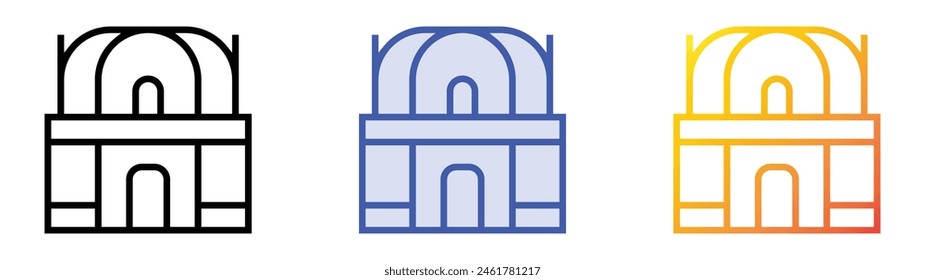 dome icon. Linear, Blue Fill and Gradient Style Design Isolated On White Background