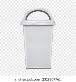 Dome lid dustbin vector mockup. Blank white dome shaped dust bin on transparent background realistic mock-up. Garbage waste container, trash can template