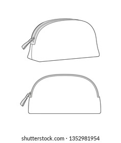 Dome makeup bag, cosmetic case, daily zip pouch vector illustration sketch template