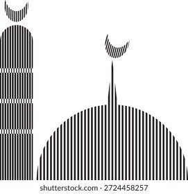 Cúpula, Minarete Con Gráfico De Vector De Luna Creciente Para Las Ilustraciones Lunares De Ramadán Y Saludos De Eid Mubarak.