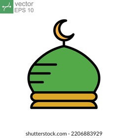 Kuppelmoschee mit Halbmond für den heiligen Monat Ramadan Kareem, ramadan mubarak Eid al-Fitr Feier. Islamische, muslimische Gebete. Symbol für Kuppelmoschee. Vektorgrafik auf weißem Hintergrund EPS10