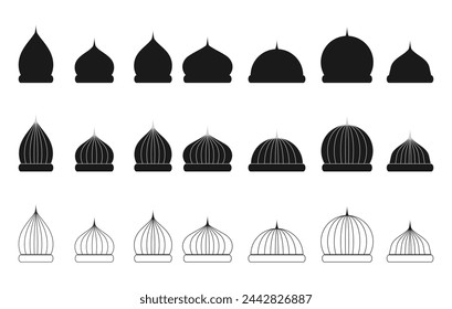 dome of the mosque icon set. flat design illustration isolated on white background.