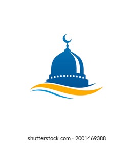 Dome mosque icon silhouette logo vector illustration design template