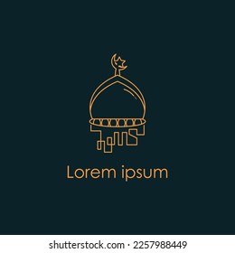Kuppel des Moschee-Logo-Design-Linie Kunstgrafik-Symbol