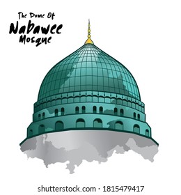 Dome of Nabawe Mosque is a landmark in Madina City Saudi Arabian, Vector illustration, Eps 10