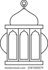 Dome with Rectangle Circle Black Outline Islamic Lantern Element for Ramadan Arabic Hanging Oil Lamp Lights