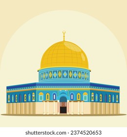 Dome of the Rock in Al-Aqsa mosque  Jerusalem, Palestine. vector illustration