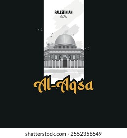 Die Kuppel des Felsens, Al-Aqsa Moschee, Jerusalem , Kalligraphie und Al-Aqsa Moschee für Grußkarte, Banner, Wallpaper,