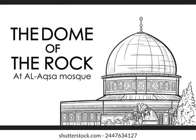 Dome of the rock at Al-Aqsa mosque -Palestine ,coloring page