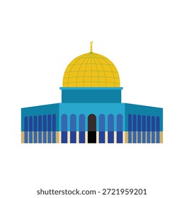 La cúpula del concepto de roca. Ilustración plana del Lugar famoso de Jerusalén. Moderno Vector con Formas sencillas.