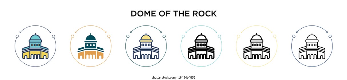 Dome of the rock icon in filled, thin line, outline and stroke style. Vector illustration of two colored and black dome of the rock vector icons designs can be used for mobile, ui, web