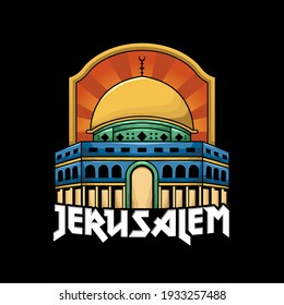 Dome of the rock in Jerusalem historic building illustration design