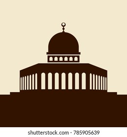 Dome of Rock Jerusalem. Palestine landmark. Palestine Flag. Vector logo eps 08.