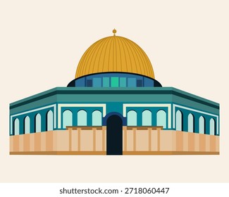 Cúpula de la roca de Jerusalén. Ilustración gráfica Vector de la mezquita de al-aqsa, que es una mezquita ubicada en Jerusalén. Isra mi'raj, Ramadán, Eid al-Fitr, Eid al-Adha.