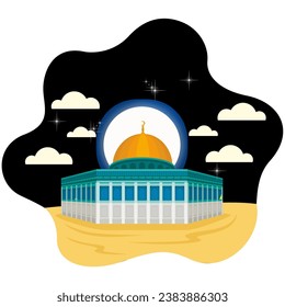 Dome of the Rock in Jerusalem vector illustration,Holy mosque palestine jerusalem illustration,Israel tourism travel composition with isolated traditional culture image on blank background vector