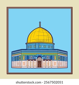 dome of the rock mosque vector illustration for Isra and Miraj or Al-Isra wal Mi'raj