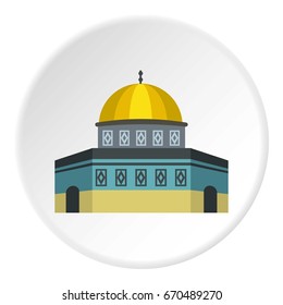 Dome of the Rock on the Temple Mount icon in flat circle isolated vector illustration for web
