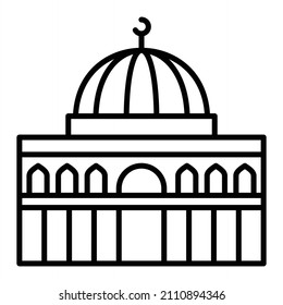 Dome Of The Rock Vector Outline Icon Isolated On White Background
