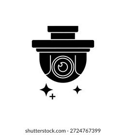 Cámara de seguridad de la bóveda Icono mínimo blanco y negro