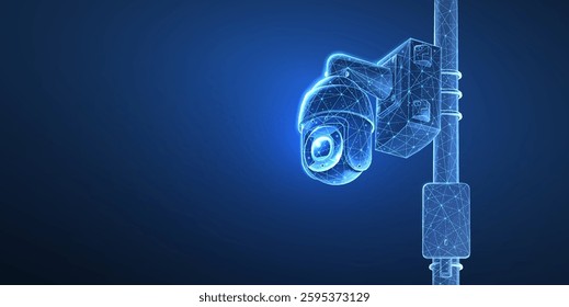 Dome security camera. Business monitoring, Camera surveillance, Store cctv, Digital surveillance, Office security, Indoor monitoring, Safety control, Crime detection concept. Abstract 3d vector