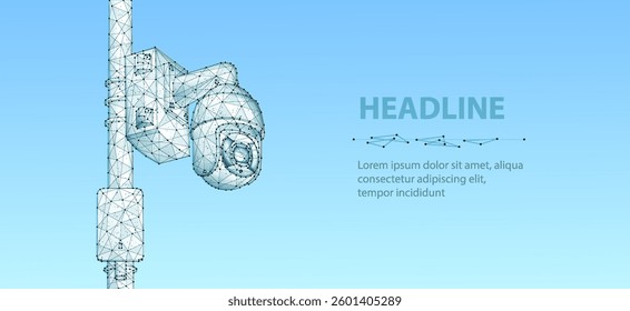 Dome security camera. Business monitoring, Camera surveillance, Store cctv, Digital surveillance, Office security, Indoor monitoring, Safety control, Crime detection concept. Abstract 3d vector